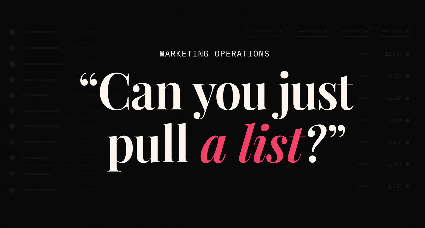 Can You Just Pull a List?